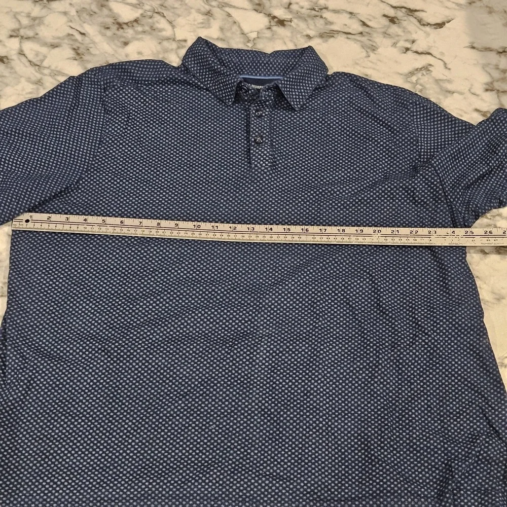 Johnston‎ & Murphy Men's Polo Shirt 2XL Blue Geometric Print Short Sleeve Casual